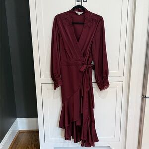 Ranna Gill Burgundy Long Sleeve Dress